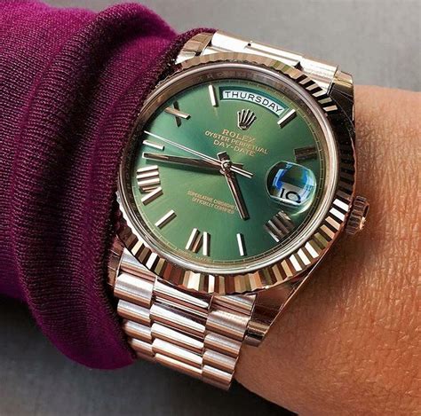 rose gold rolex green face|rose gold rolex day date.